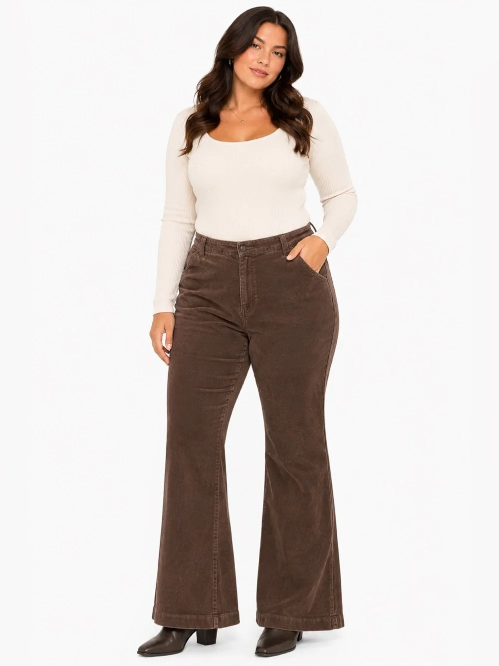 Y2K does 70s Vintage Erika & Co Corduroy Flare Pants (Chocolate Brown) Size 14